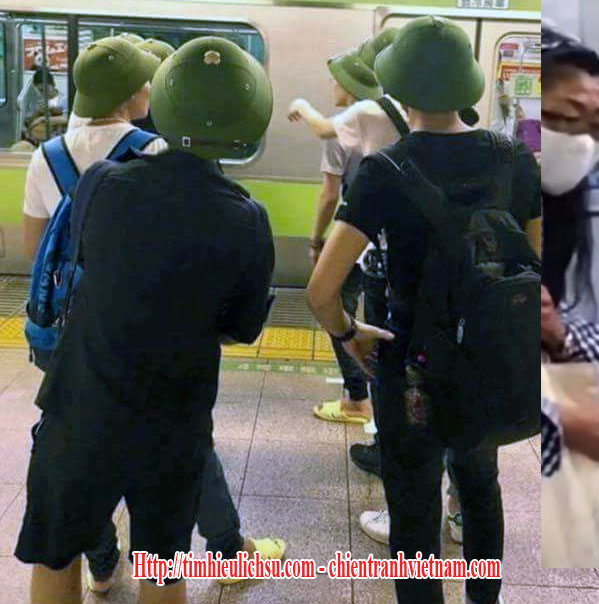 Một nhóm bạn trẻ đội nón cối hay còn gọi mũ cối ở nhà ga Nhật và cho rằng cố tình mang thế để thể hiện đậm tính Việt Nam